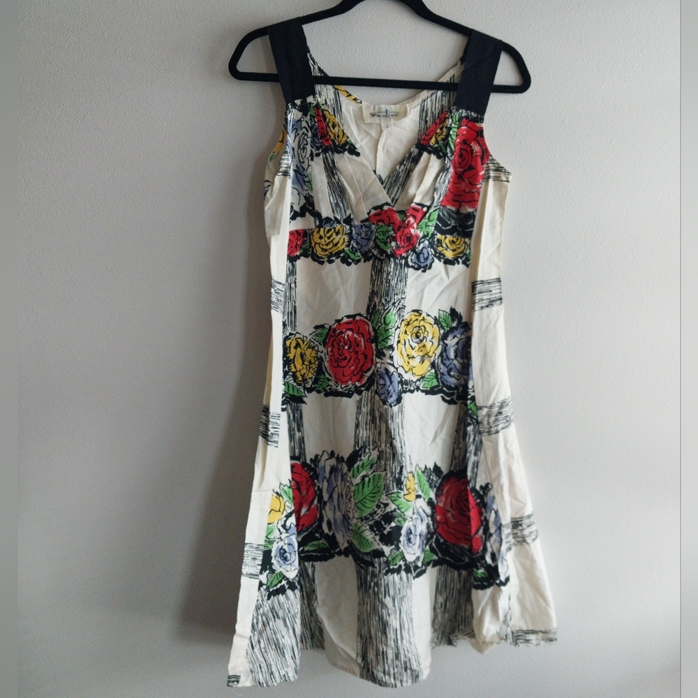 Trelise Cooper Tea Rosey Trellis Multicolor Rose Print A-line Midi Sundress